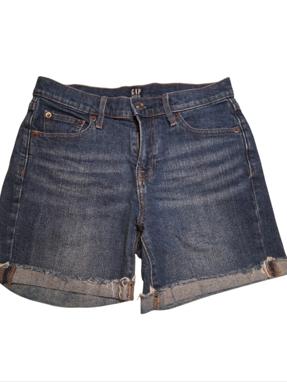 Gap 1969 Denim Cuffed Jean Shorts Medium Wash Size 25